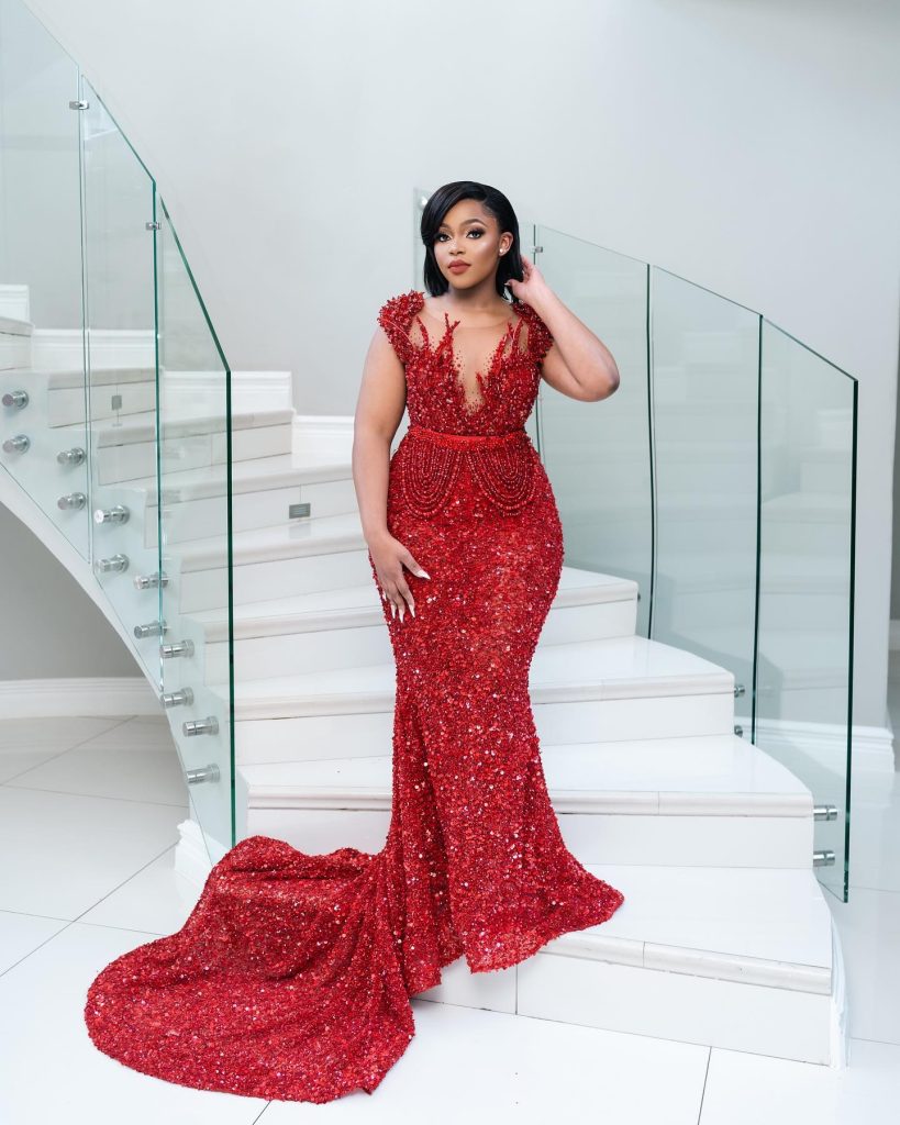 Maroon dress by Orapeleng Modutle
