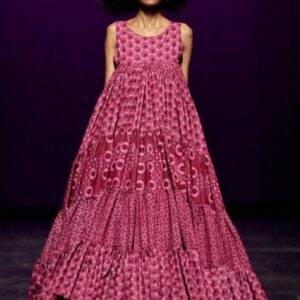 Flared sleeveless maroon Shweshwe dress Flared sleeveless maroon Shweshwe dress