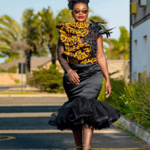 Black Dress with Animal Print Detail By Celiwe Mabika