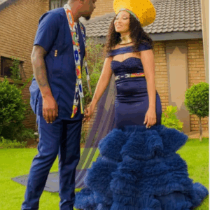 Ndebele Wedding Attire for Couple By Kalahari Fashions