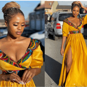 Yellow African Print Maxi Dress