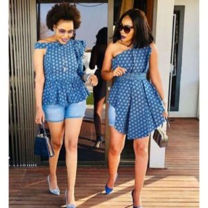Shweshwe With Denim by Traditional attire Shweshwe dresses
