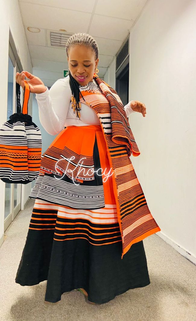 Beautiful Xhosa Attire with matching bag