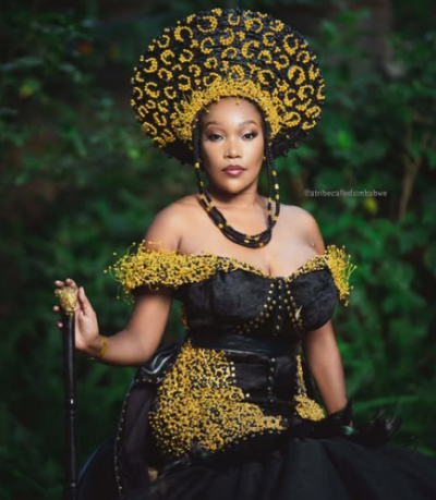 Black and Gold Traditional Wedding Dress By A Tribe Called Zimbabwe