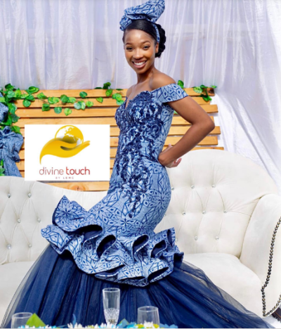 Blue Shweshwe Wedding Dress By Divine Touch by LEMC