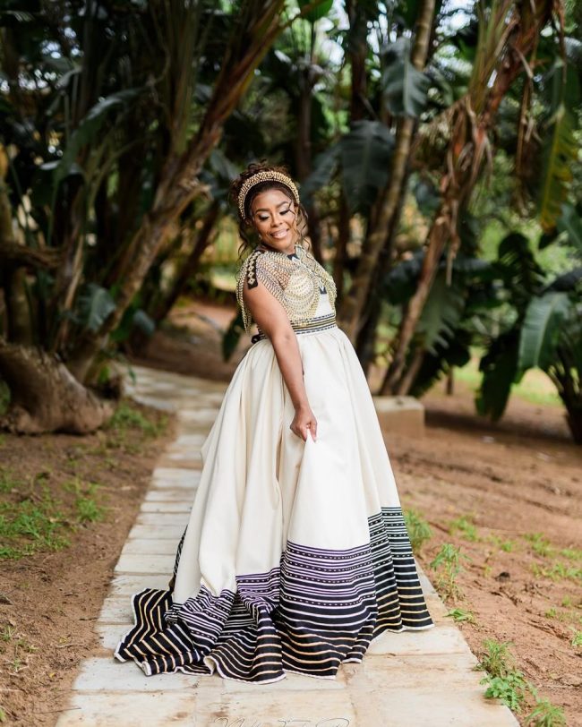 Long Xhosa Traditional Wedding Dress By Uyinqaba Designs