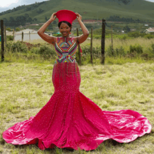Pink Zulu Dress By Bayanda Khathini Pink Zulu Dress By Bayanda Khathini