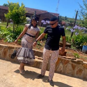 Shweshwe Attire for Couple By Styles By Tumi Shweshwe Attire for Couple By Styles By Tumi