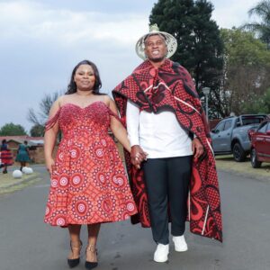 Shweshwe Sotho Attire for Couple by Styles By Tumi Shweshwe Sotho Attire for Couple by Styles By Tumi