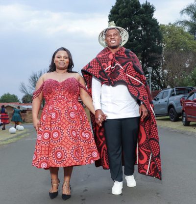 Shweshwe Sotho Attire for Couple by Styles By Tumi