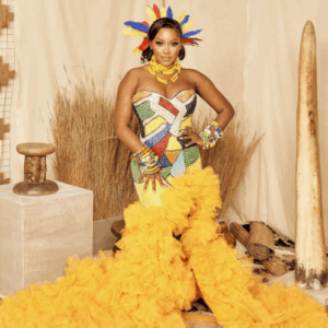 Strapless Yellow Traditional Wedding Dress By Bayanda Khathini
