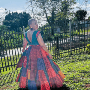 Multi coloured Shweshwe Patchwork Dress By Indoni Fashion House Multi coloured Shweshwe Patchwork Dress By Indoni Fashion House
