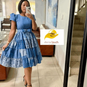 Shweshwe Dress By Divine Touch By LEMC Shweshwe Dress By Divine Touch By LEMC