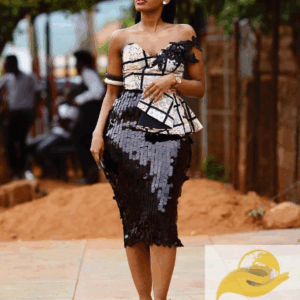 Stylish Shweshwe Dress By Divine Touch By LEMC Stylish Shweshwe Dress By Divine Touch By LEMC