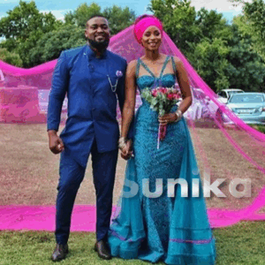 Beautiful Pedi Coulples attire with purple tulle veil