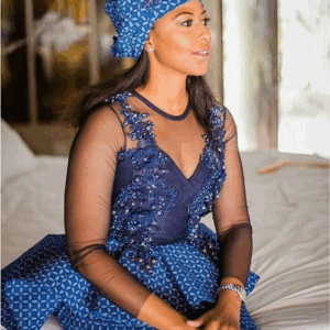 Beautiful Shweshwe Wedding Dress with Lace