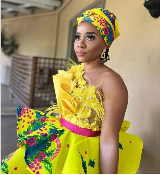 Beautiful Yellow Beaded Tsonga Wedding Dress
