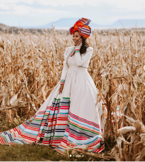 Long White Xhosa Dress by Uyinqaba Designs