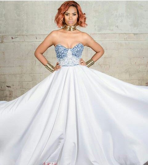 White Shweshwe Bodice with Satin Skirt Wedding Dress