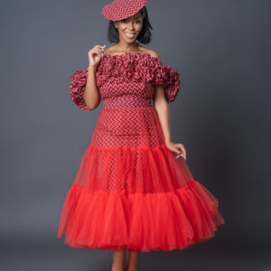 Shweshwe Dress With Tulle By NN Vintage