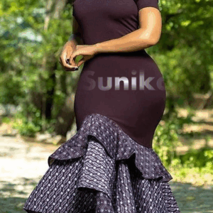 Stylish Drop Shoulder Brown Shweshwe Dress